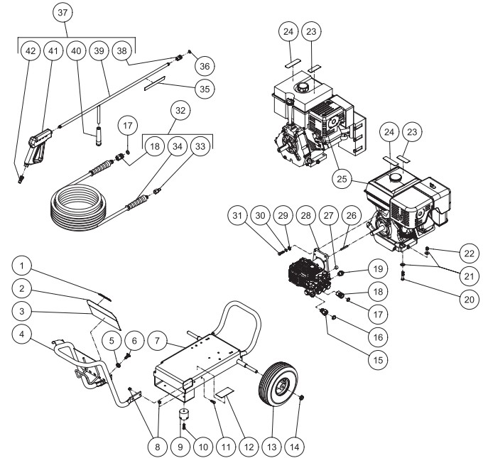 MITM JP-3004-0MHB pressure washer parts and manual